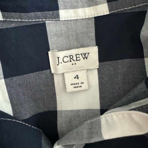 J. Crew - NWOT Gingham Belted Long Sleeve Shirt Dress Sz 4 - Picture 6 of 7